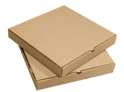Krabica na pizzu z vlnitej lepenky HNED OSTR 40 x 40 x 4 cm [100 ks] - potla ROMAN PIZZ