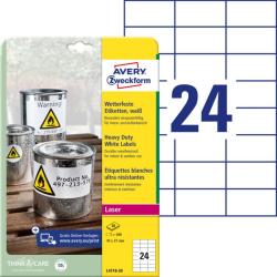 Etikety polyesterov 70x37mm Avery A4 biele 20 hrkov