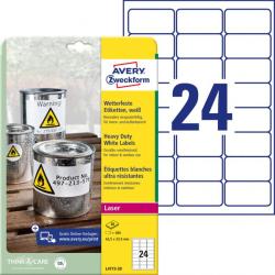 Etikety polyesterov 63,5x33,9mm Avery A4 biele 20 hrkov