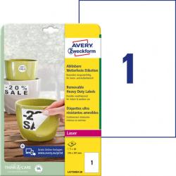 Etikety polyesterov 210x297mm Avery A4 biele odnmaten 20 hrkov