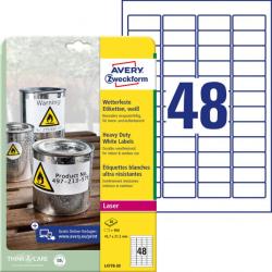 Etikety polyesterov 45,7x21,2mm Avery A4 biele 20 hrkov