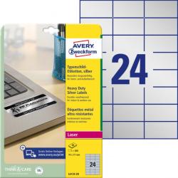 Etikety polyesterov 70x37mm Avery A4 strieborn 20 hrkov