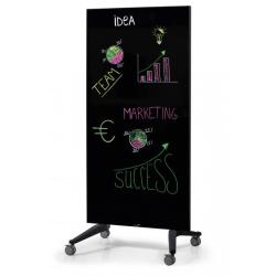 Tabua GLASSBOARD 90x175cm ierna na kolieskach