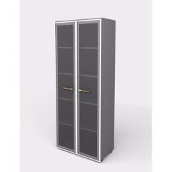 Policov skria Lenza Wels, 79,8x196,5x42,5cm, presklen dvere, merano/siv