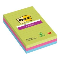 Bloek Post-it Super Sticky 102x152 linajkov mix farieb