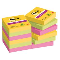 Bloek Post-it Super Sticky CARNIVAL, vekos 47,6 x 47,6 mm, 12 blokov po 90 lstkov