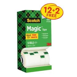 Lepiaca pska Scotch Magic neviditen popisovaten 19mm x 33m v krabike 12+2 zdarma