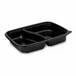 Menu misa do mikrovlnky (PP) 2dielna ierna `L` 250 x 185 x 40 mm 1100ml [100 ks]