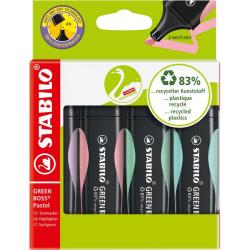 Sada zvrazovaov  STABILO GREEN BOSS Pastel  balenie 4 kusov   pastelov zelen, ruov,