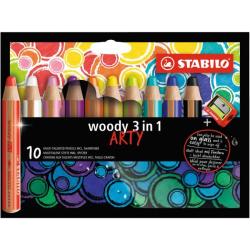 Farbiky STABILO woody 3 in1 10ks so strhadlom `ARTY`
