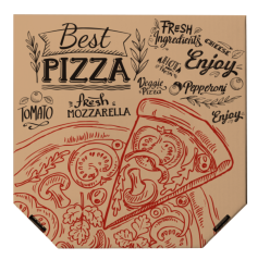 Krabica na pizzu z vlnitej lepenky 33 x 33 x 3 cm [100 ks]   - BEST