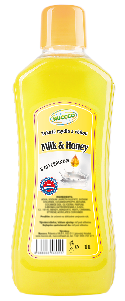 NUCCCO Tekut mydlo Med a Mlieko 1 L